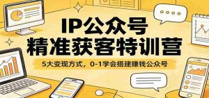 IP公众号精准获客特训营：5大变现方式，0-1学会搭建赚钱公众号-湘创网