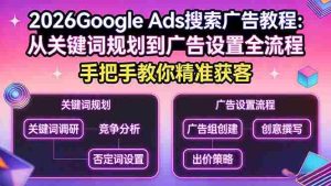 （17641期）2026Google Ads搜索广告教程：从关键词规划到广告设置全流程，手把手教你精准获客-湘创网