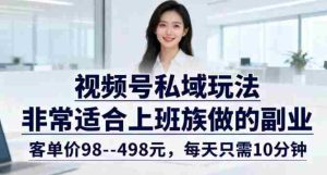 视频号私域玩法，非常适合上班族做的副业，客单价98–498米，每天只需10分钟-湘创网