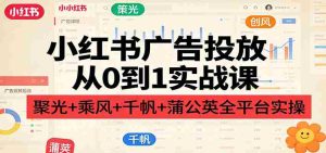 小红书广告投放从0到1实战课：聚光+乘风+千帆+蒲公英全平台实操-湘创网