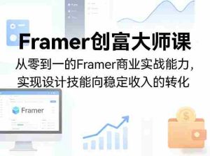 Framer创富大师课，从零到一的Framer商业实战能力，实现设计技能向稳定收入的转化-湘创网