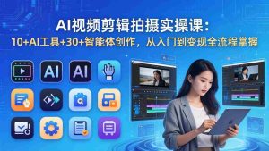 (17818期)AI 视频剪辑拍摄实操课:10+AI工具+30+智能体创作,从入门到变现全流程掌握-湘创网
