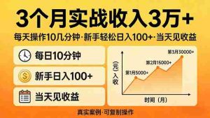 （17639期）3个月实战收入3万+，每天操作10几分钟，新手轻松日入100+，当天见收益-湘创网
