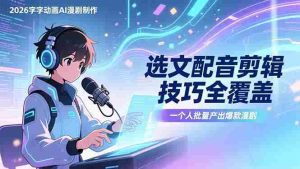 (17477期)2026字字动画AI漫剧制作-1期,选文配音剪辑技巧全覆盖,一个人就能批量产出爆款漫剧-湘创网