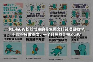 小红书6W粉丝博主的养生图文科普项目教学，不露脸只做图文，一个月居然能搞3-5W-湘创网