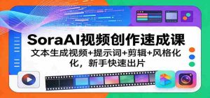 SoraAI视频创作速成课：文本生成视频+提示词+剪辑+风格化，新手快速出片-湘创网