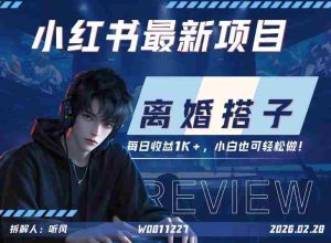 小红书项目—离婚搭子！小众但是热门的赛道，每天稳定1K，新手小白也好做！-湘创网
