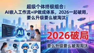 (17808期)超级个体终极组合-更新:AI嵌入工作流+IP做成体系,2026一起破局,要么升级要么被淘汰-湘创网