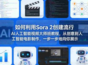 如何利用Sora 2创建流行AI人工智能视频大师班教程，从创意到人工智能电影制作，一步一步地向你展示-湘创网