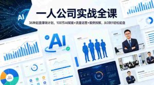 一人公司实战全课｜36种起盘賺钱计划，100节AI赋能+流量运营+案例拆解，从0到1轻松起盘-湘创网