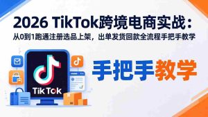 (17850期)2026TikTok跨境电商实战:从0到1跑通注册选品上架,出单发货回款全流程手把手教学-湘创网