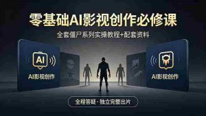 （18185期）零基础AI影视创作必修课，全套僵尸系列实操教程加配套资料，全程答疑带你独立完整出片-湘创网