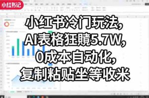 小红书冷门玩法,AI表格狂賺5.7W,0成本自动化,复制粘贴坐等收米-湘创网