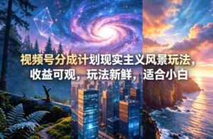 视频号分成计划现实主义风景玩法,收益可观,玩法新鲜,适合小白-湘创网