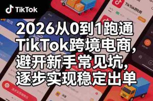 2026从0到1跑通TikTok跨境电商,避开新手常见坑,逐步实现稳定出单-湘创网