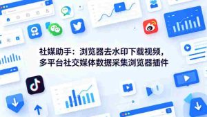 社媒助手：浏览器去水印下载视频，多平台社交媒体数据采集浏览器插件-湘创网