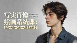(17967期)写实肖像绘画系统课:造型+光影+色彩+构图全套教学,配套笔刷+示范+作业点评-湘创网