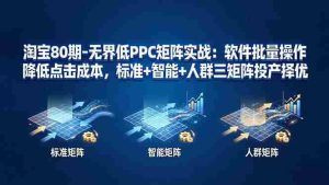 （17987期）淘宝80期-无界低PPC矩阵实战：软件批量操作降低点击成本，标准+智能+人群三矩阵投产择优-湘创网