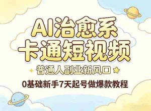 AI治愈系卡通短视频，普通人副业新风口，0基础新手7天起号做爆款教程-湘创网