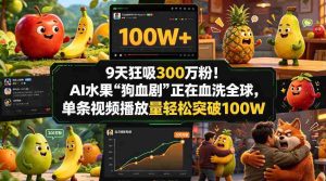 9天狂吸300w粉!AI水果“狗血剧”正在血洗全球,单条视频播放量轻松突破100W-湘创网