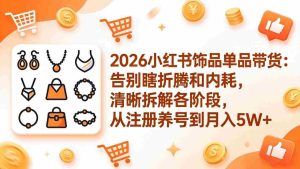(17861期)2026小红书饰品单品带货:告别瞎折腾和内耗,清晰拆解各阶段,从注册养号到月入5W+-湘创网