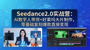 (18238期)Seedance2.0实战营:AI数字人带货+好莱坞大片制作,零基础复刻爆款直接变现-湘创网