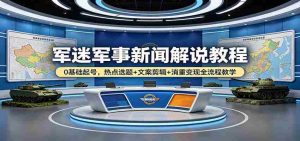 军迷军事新闻解说教程：0基础起号，热点选题+文案剪辑+消重变现全流程教学-湘创网