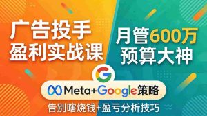 （17925期）广告投手盈利实战课：月管600万预算大神，带你告别瞎烧钱，Meta+Google策略+盈亏分析-湘创网
