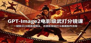 GPT-Image2电影级武打分镜课:一键拆分24组连续镜头,还原影视级打斗画面制作流程-湘创网