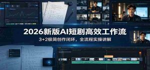 2026新版AI短剧高效工作流：3+2极简创作闭环，全流程实操讲解-湘创网