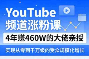 YouTube频道涨粉课,4年賺460W的大佬亲授,实现从零到千万级的受众规模化增长-湘创网