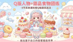 Q版人物+甜品食物团练,8节系统课拆解Q版甜系画法,画出属于自己的甜蜜插画世界-湘创网