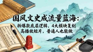 （18227期）国风文史成流量蓝海：拆爆款底层逻辑，4大模块复刻高播放短片，普通人也能做-湘创网