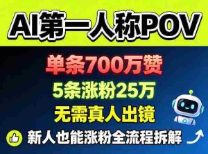 AI第一人称POV,单条700W赞,5条涨粉25W,无需真人出镜,新人也能涨粉全流程拆解-湘创网