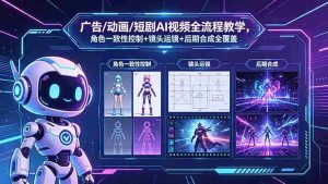 (18455期)广告/动画/短剧AI视频全流程教学,角色一致性控制+镜头运镜+后期合成全覆盖-湘创网