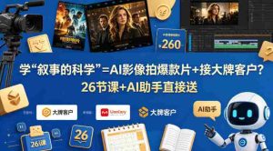 学《叙事的科学》=AI影像拍爆款片+接大牌客户?26节课+AI助手直接送【原创双语字幕】-湘创网