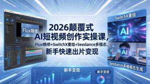 (18449期)2026颠覆式 AI短视频创作课-5月更新,Flux精修+SwitchX重绘+Seedance多模态,新手快速出片变现-湘创网