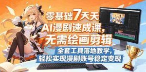 零基础7天AI漫剧速成课,无需绘画剪辑,全套工具落地教学,轻松实现漫剧账号稳定变现-湘创网