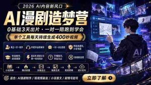 （18568期）AI漫剧造梦营：0基础3天出片，单个工具每天持续生成400秒视频-湘创网
