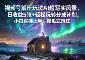 视频号解压玩法AI超写实风景,日收益5张+轻松玩转分成计划,小白直接上手,傻瓜式玩法-湘创网