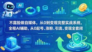 不露脸做自媒体,从0到变现完整实战系统,全程AI辅助,从0起号、涨粉、引流、变现全套闭环-湘创网