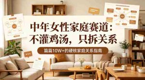 公众号流量主【中年女性家庭赛道】，不讲鸡汤、只拆家庭关系，篇篇10w+-湘创网