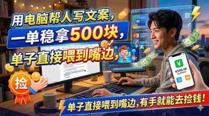 (18634期)用电脑帮人写文案,一单稳拿500块,单子直接喂到嘴边,有手就能去捡钱!-湘创网