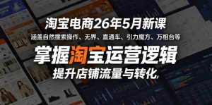 淘宝电商26年5月新课，涵盖自然搜索操作、无界、直通车、引力魔方、万相台等，掌握淘宝运营逻辑，提升店铺流量与转化-湘创网