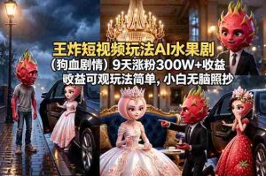 王炸短视频玩法AI水果剧(狗血剧情)9天涨粉300W+收益可观玩法简单,小白无脑照抄,详细拆解玩法-湘创网