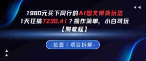1980买下同行的AI图文带货玩法，1天搞了7230.41？操作简单，小白可玩【附教程】-湘创网