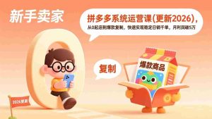 (18317期)拼多多系统运营课(更新4月),从0起店到爆款复制,快速实现稳定日销千单,月利润破5万-湘创网