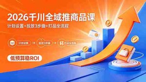 （18275期）2026千川全域推商品课，计划设置+投放3步曲+打品全流程，低预算稳ROI-湘创网