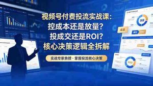(18462期)视频号付费投流实战课-5月:控成本还是放量?投成交还是ROI?核心决策逻辑全拆解-湘创网