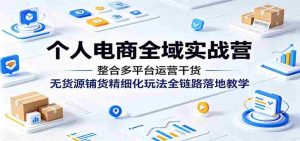 个人电商全域实战营：整合多平台运营干货，无货源铺货精细化玩法全链路落地教学-湘创网